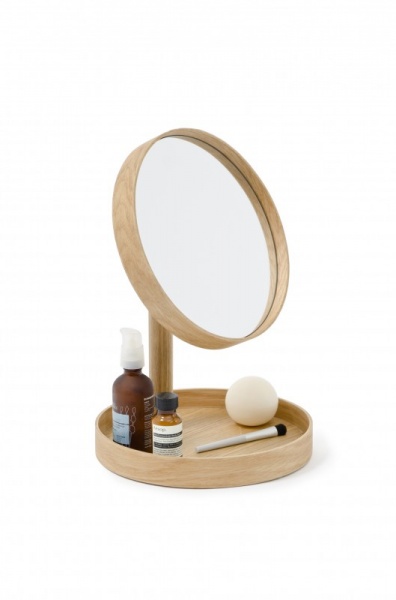 Natural Oak 'Look' Round Magnifying Mirror